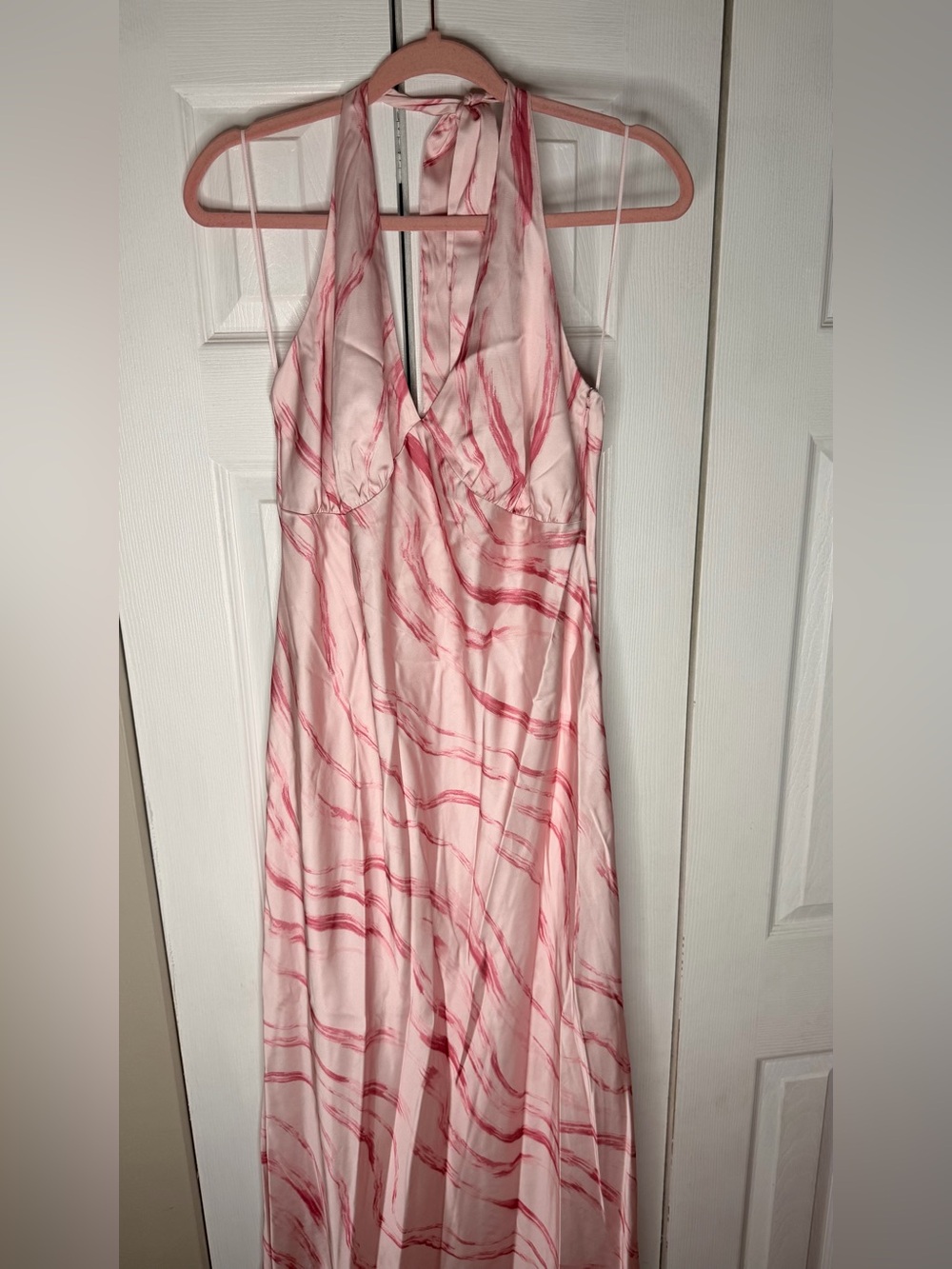 Abercrombie & Fitch Pink Marble Halter Maxi Dress
